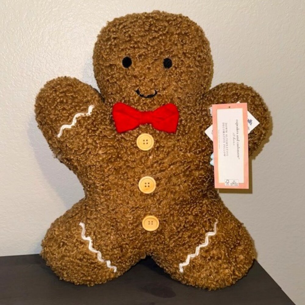 NWT Cupcakes and Cashmere Down Alternative Gingerbread Man Decorative Pillow